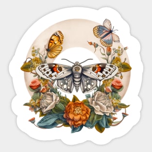 Beautiful moth with flowers Sticker